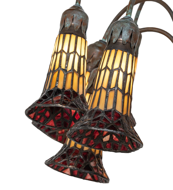 Meyda Tiffany Lighting 262123 Stained Glass Pond Lily 12 Light Floor Lamp Lamp Bronze / Dark