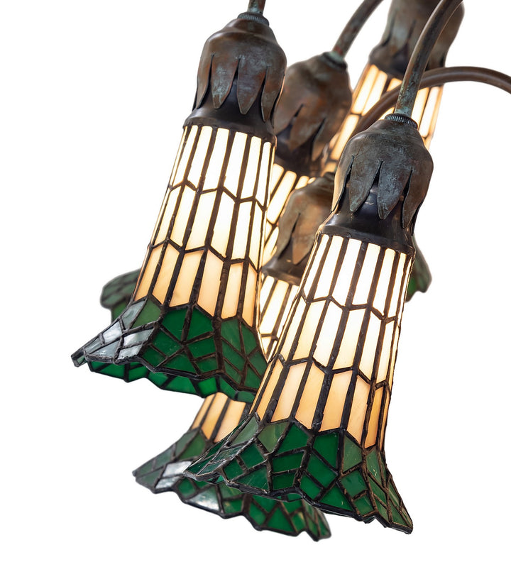 Meyda Tiffany Lighting 262124 Stained Glass Pond Lily 12 Light Floor Lamp Lamp Bronze / Dark