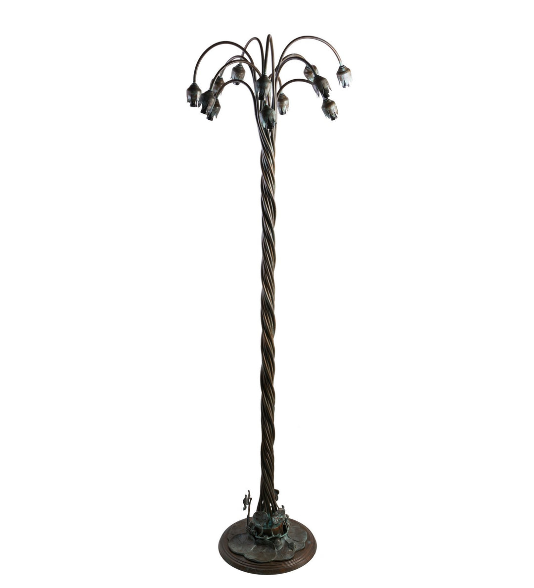 Meyda Tiffany Lighting 262124 Stained Glass Pond Lily 12 Light Floor Lamp Lamp Bronze / Dark