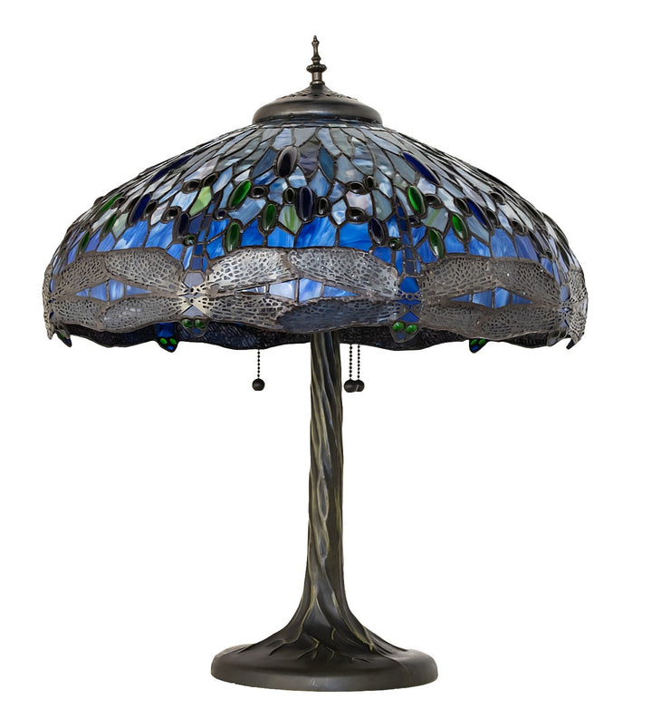 Meyda Tiffany Lighting 263097 Tiffany Hanginghead Dragonfly Three Light Table Lamp Lamp Bronze / Dark