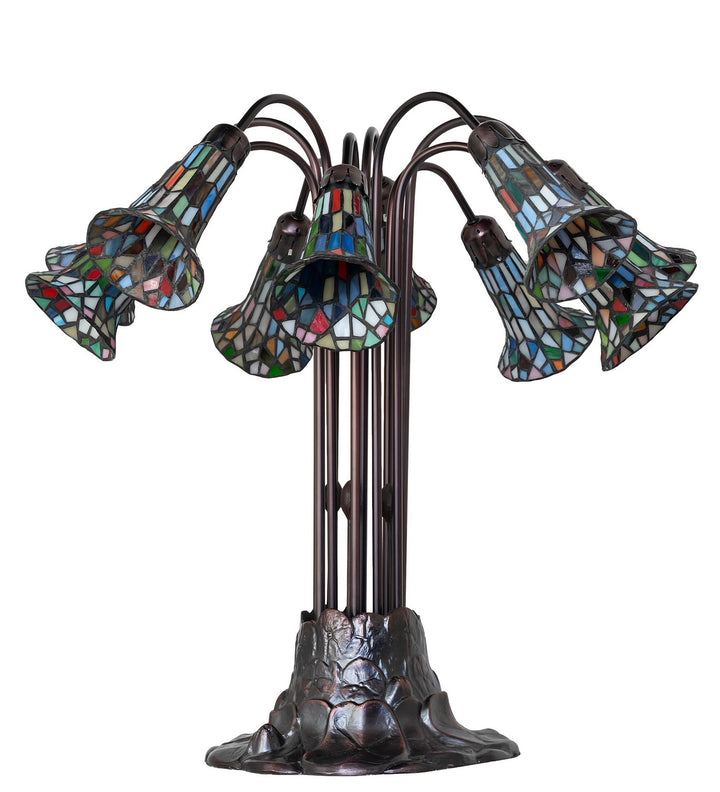 Meyda Tiffany Stained Glass Pond Lily 78108 Chandelier Light - Mahogany Bronze