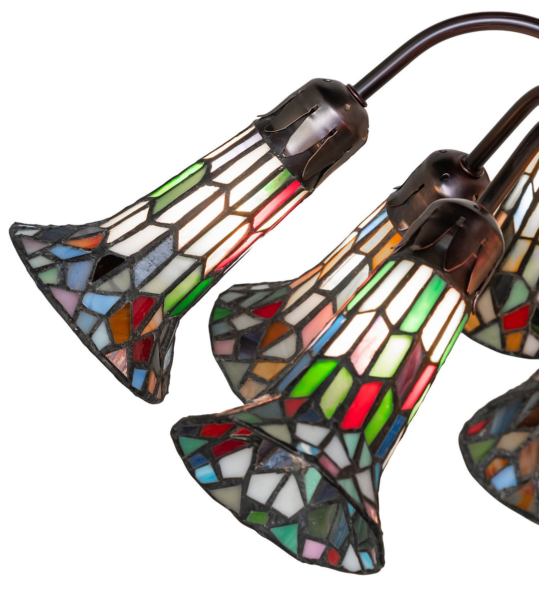 Meyda Tiffany Stained Glass Pond Lily 78108 Chandelier Light - Mahogany Bronze