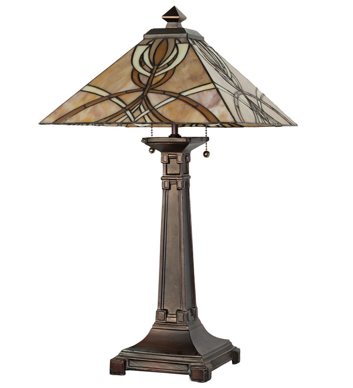 Meyda Tiffany Lighting 263183 Glasgow Bungalow Two Light Table Lamp Lamp Bronze / Dark