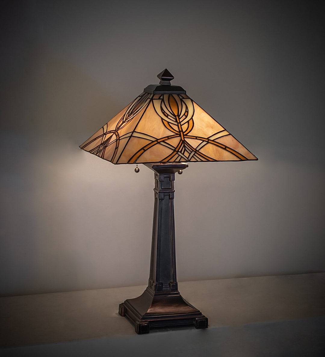 Meyda Tiffany Lighting 263183 Glasgow Bungalow Two Light Table Lamp Lamp Bronze / Dark