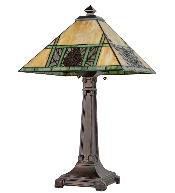 Meyda Tiffany Lighting 263185 Pinecone Ridge Two Light Table Lamp Lamp Bronze / Dark
