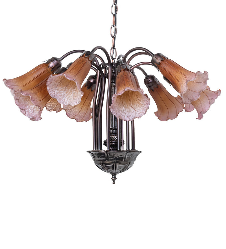 Meyda Tiffany Amber/Purple 17959 Chandelier Light - Mahogany Bronze