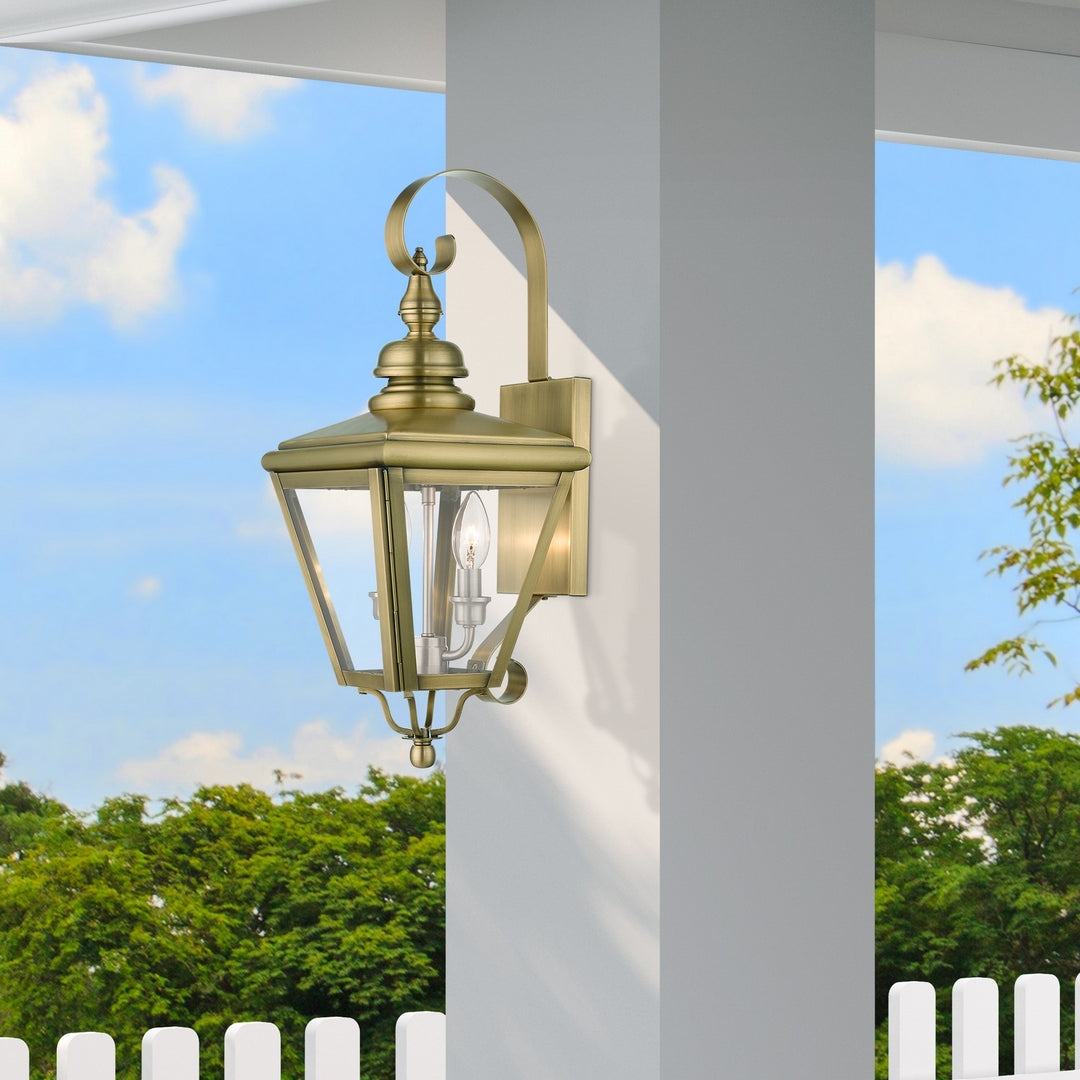 Livex Lighting 27372-01  Adams Outdoor Antique Brass With Brushed Nickel