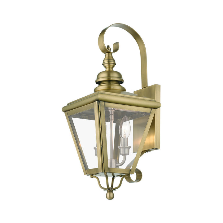 Livex Lighting 27372-01  Adams Outdoor Antique Brass With Brushed Nickel