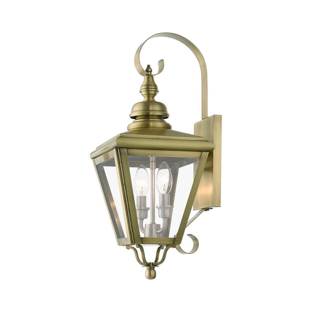 Livex Lighting 27372-01  Adams Outdoor Antique Brass With Brushed Nickel