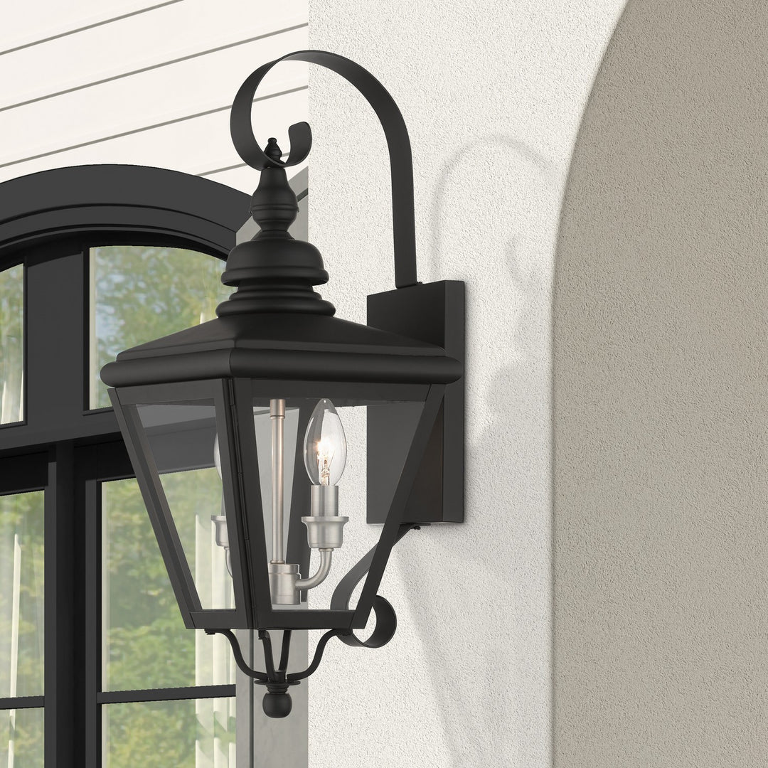 Livex Lighting 27372-04  Adams Outdoor Black With Brushed Nickel