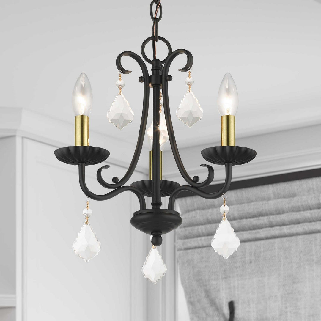 Livex Daphne 40873-04 Chandelier Light - Black with Antique Brass