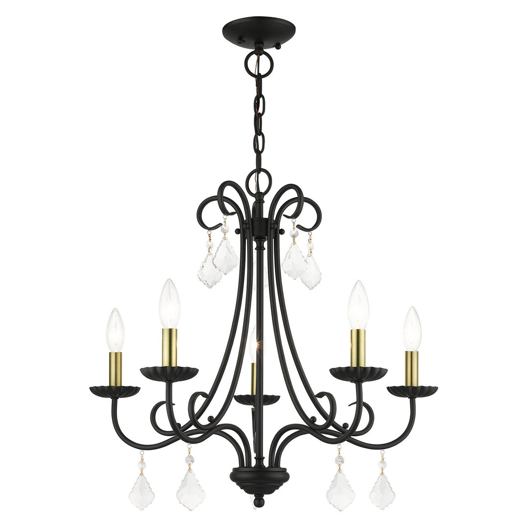 Livex Daphne 40875-04 Chandelier Light - Black with Antique Brass