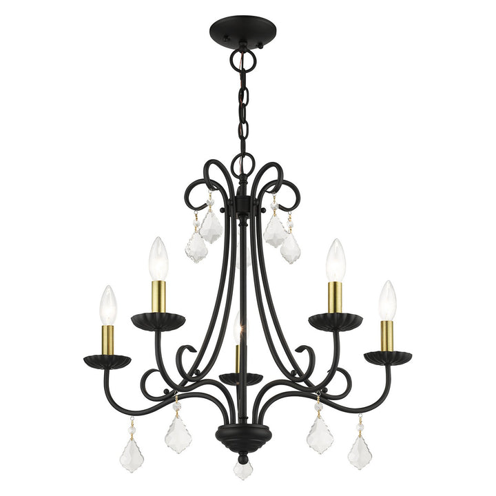 Livex Daphne 40875-04 Chandelier Light - Black with Antique Brass