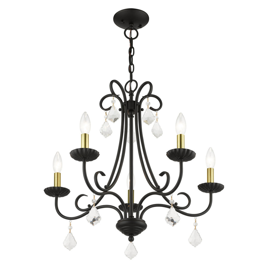 Livex Daphne 40875-04 Chandelier Light - Black with Antique Brass