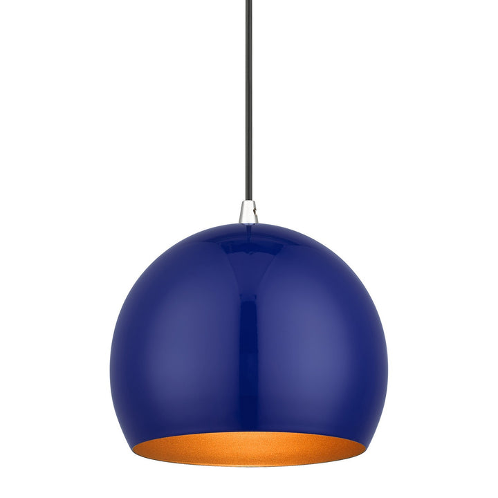 Livex Piedmont 41181-37 Pendant Light - Shiny Cobalt Blue with Polished Chrome