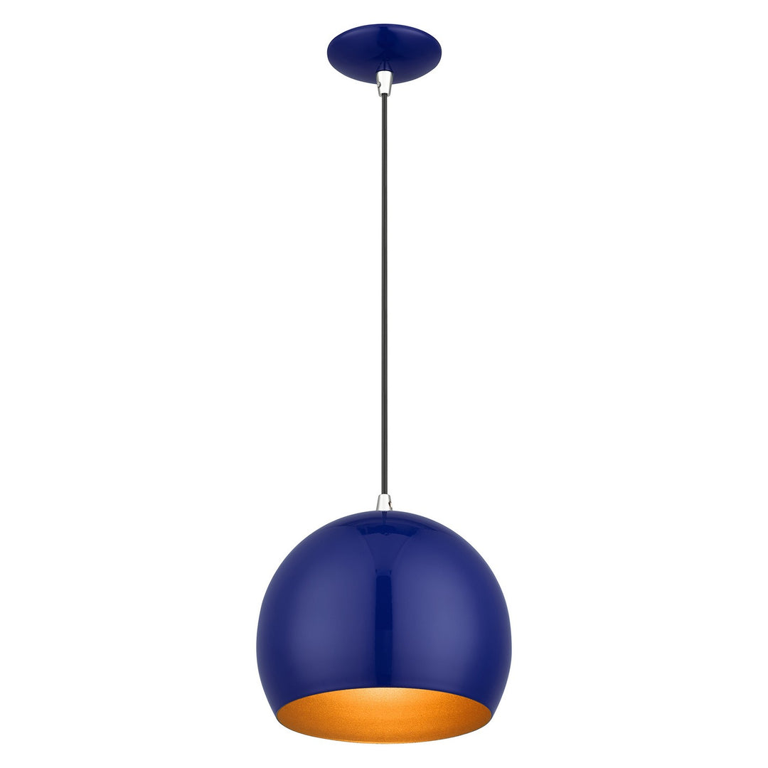 Livex Piedmont 41181-37 Pendant Light - Shiny Cobalt Blue with Polished Chrome