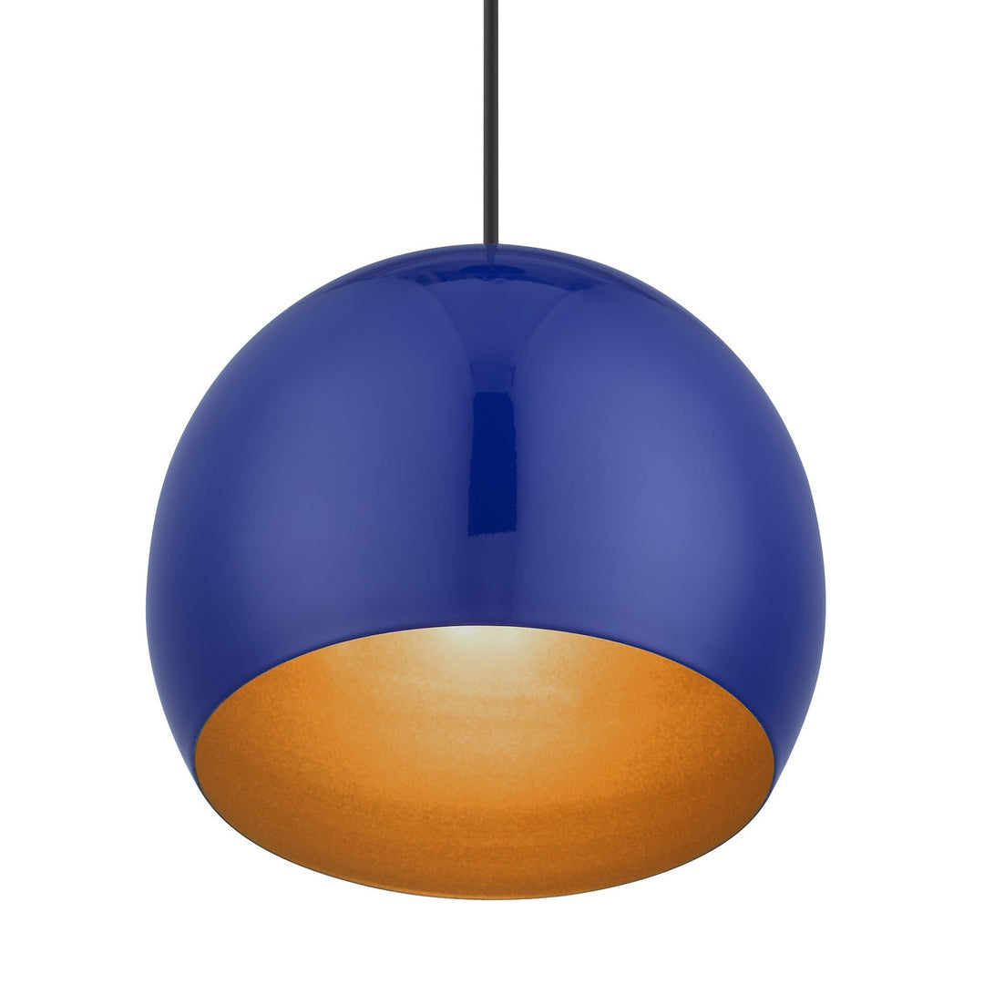 Livex Piedmont 41181-37 Pendant Light - Shiny Cobalt Blue with Polished Chrome