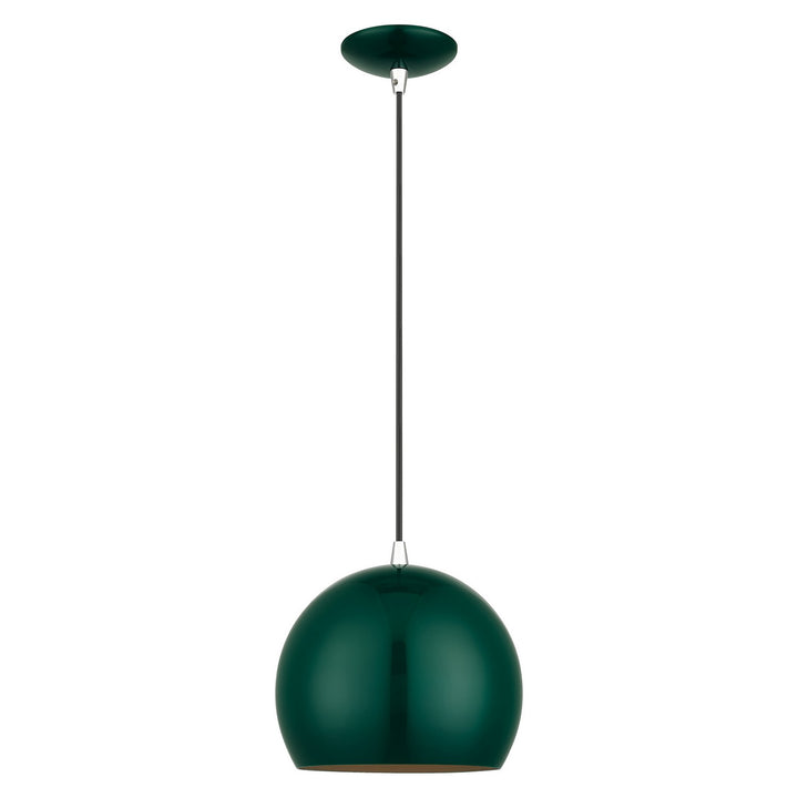 Livex Piedmont 41181-97 Pendant Light - Shiny Hunter Green with Polished Chrome