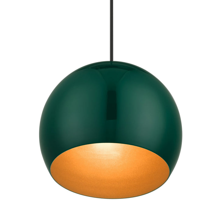 Livex Piedmont 41181-97 Pendant Light - Shiny Hunter Green with Polished Chrome