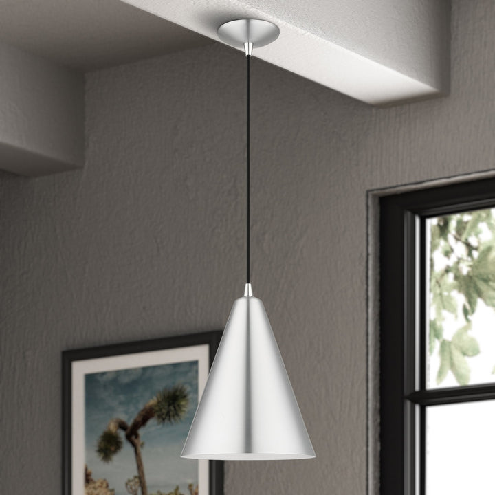 Livex Dulce 41492-66 Pendant Light - Brushed Aluminum with Polished Chrome