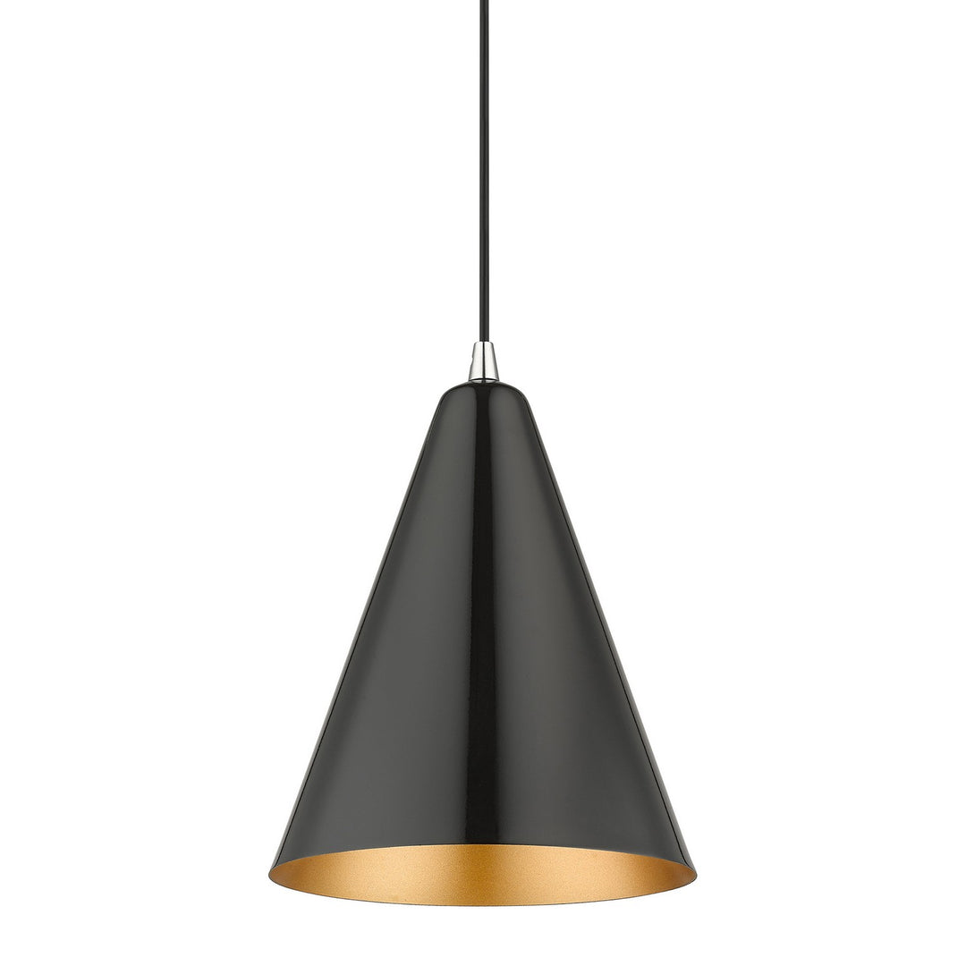 Livex Dulce 41492-68 Pendant Light - Shiny Black with Polished Chrome