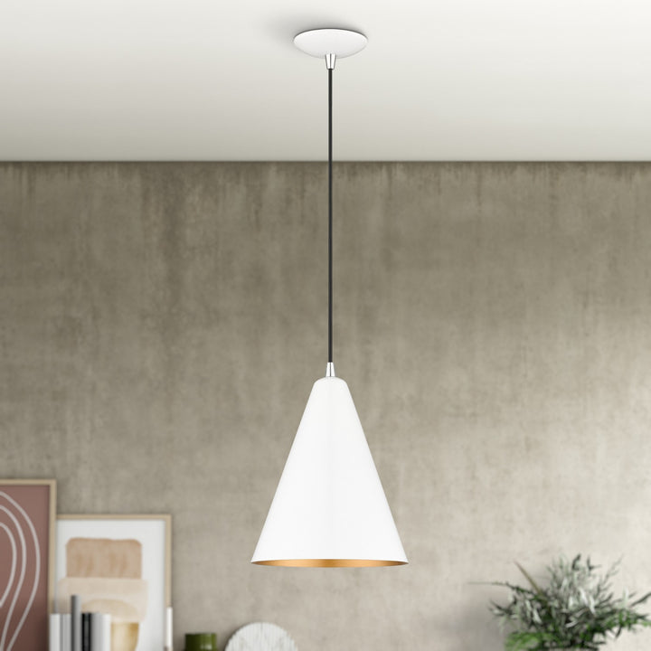 Livex Dulce 41492-69 Pendant Light - Shiny White with Polished Chrome