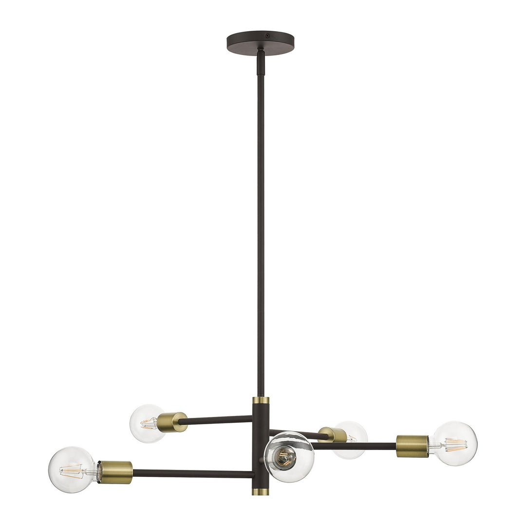 Livex Bannister 45865-07 Chandelier Light - Bronze with Antique Brass