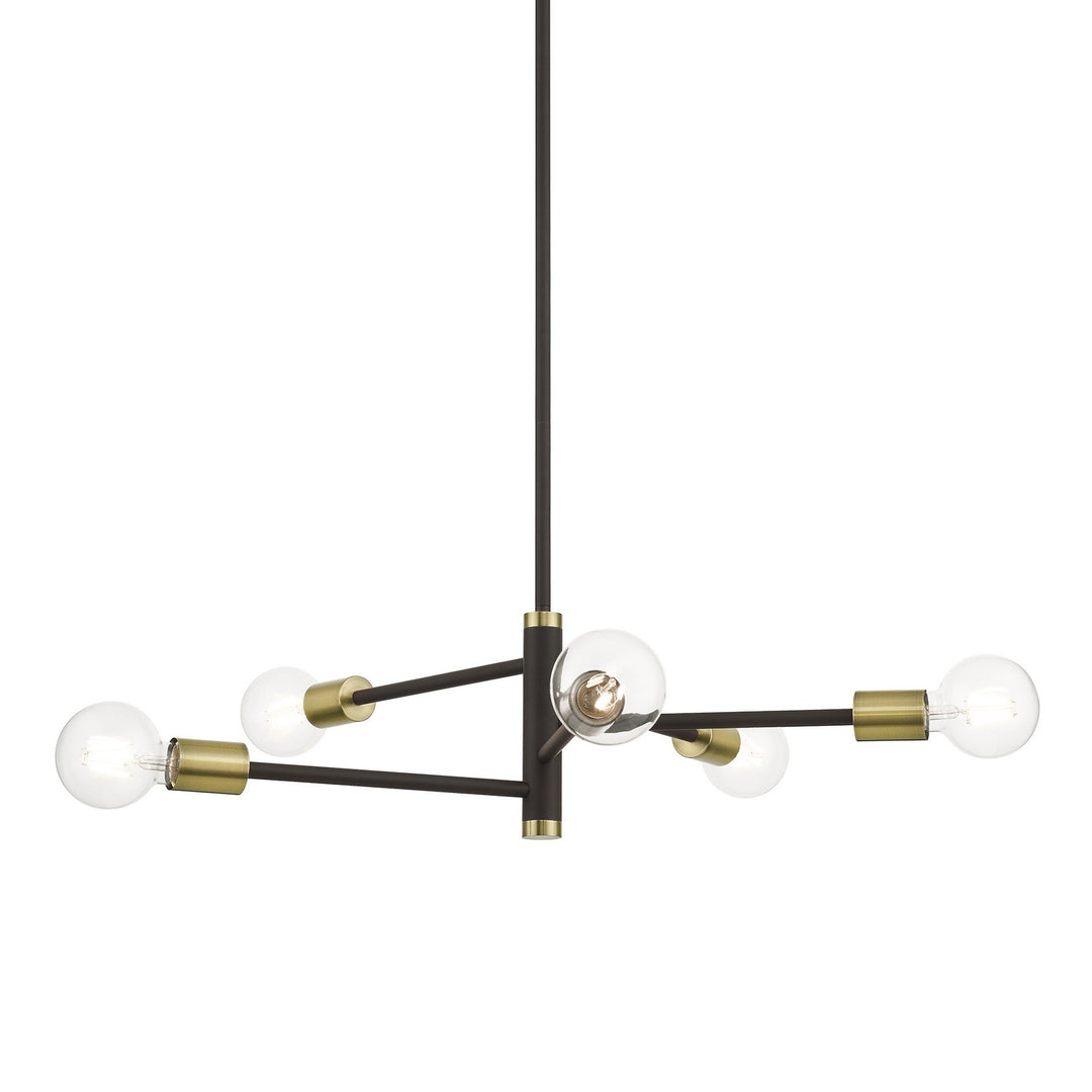 Livex Bannister 45865-07 Chandelier Light - Bronze with Antique Brass