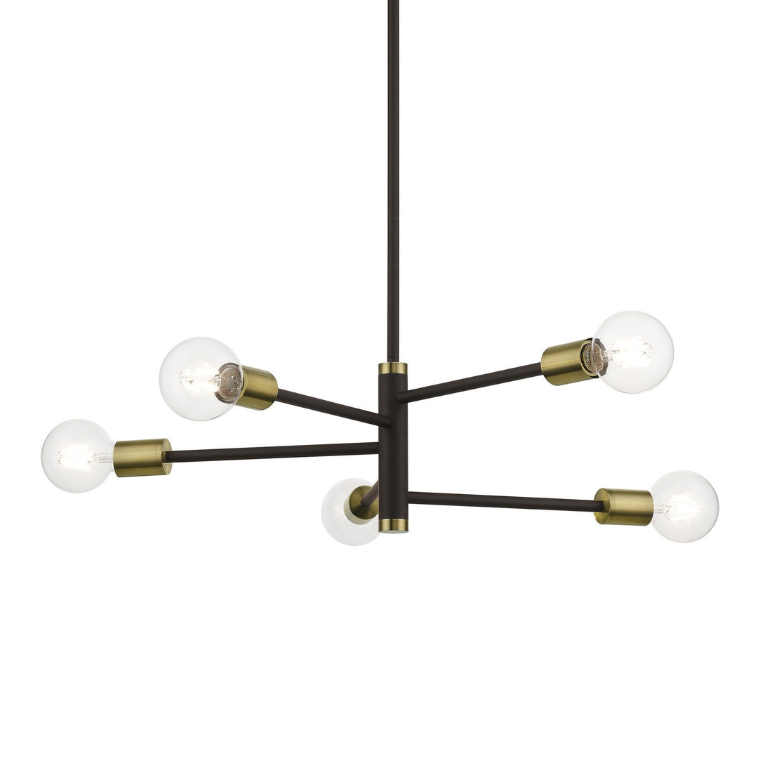 Livex Bannister 45865-07 Chandelier Light - Bronze with Antique Brass