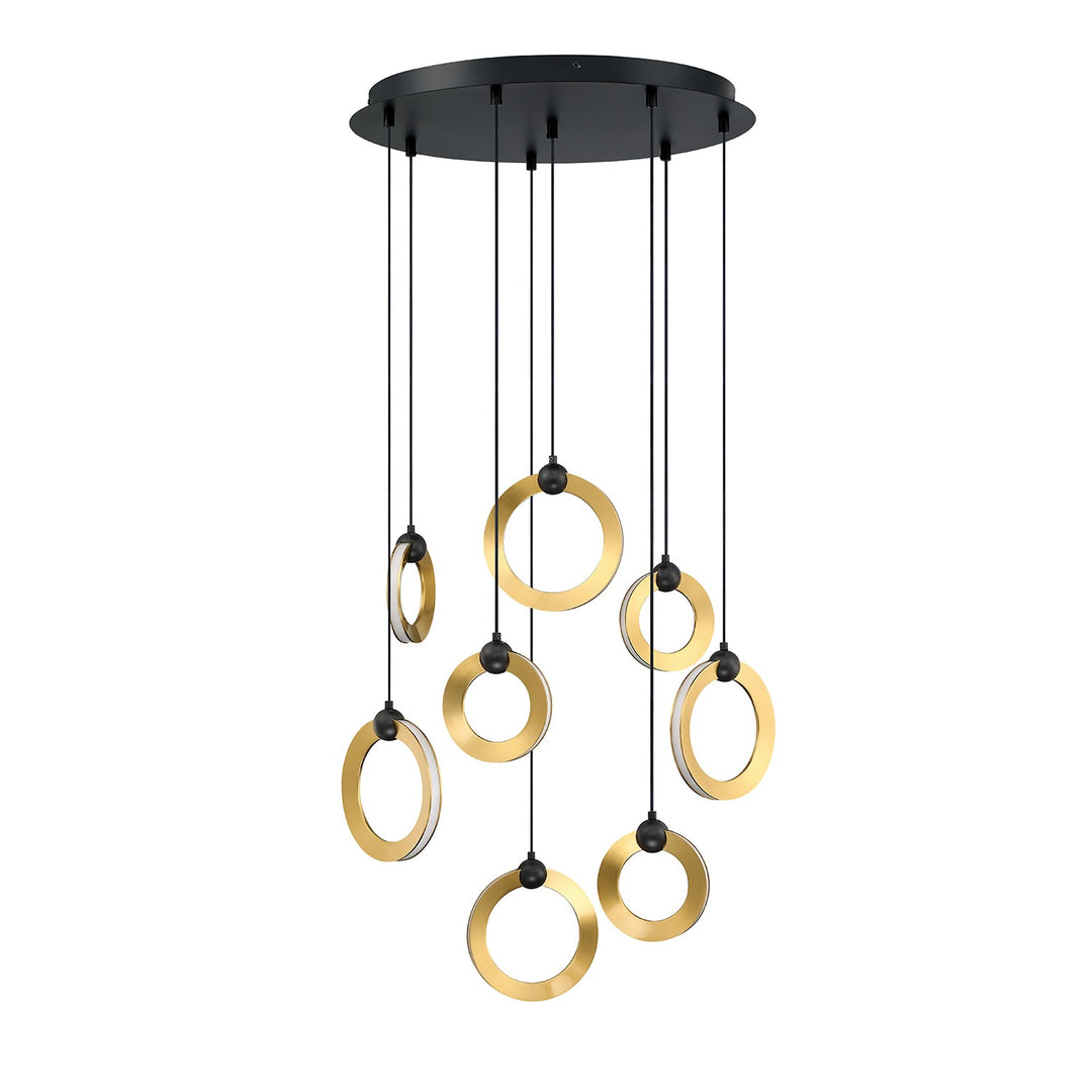 Kendal Circols PF328-8LPA-BLK/BRS Chandelier Light - Black & Brass