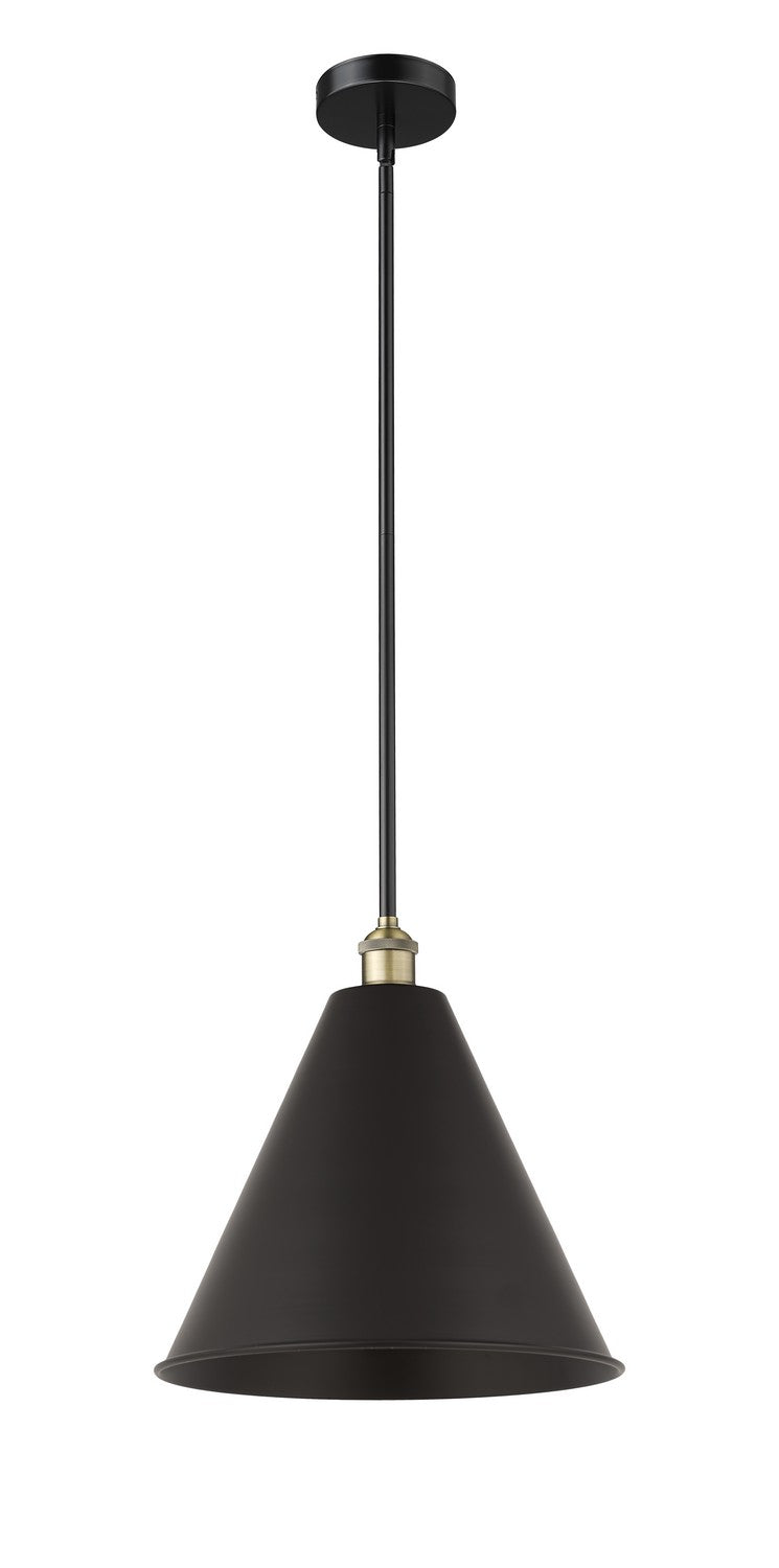 Innovations Edison 616-1S-BAB-MBC-16-BK Pendant Light - Black Antique Brass