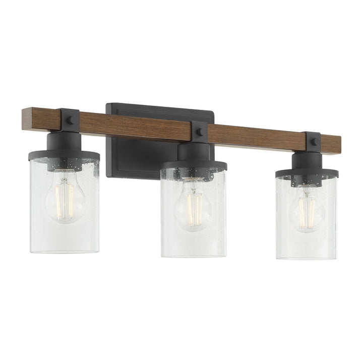 Quorum Walnut Accent Series 5089-3-69 Bath Vanity Light 23 in. wide - Textured Black Walnut
