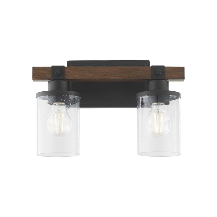 Quorum Walnut Accent Series 5089-2-69 Bath Vanity Light 14 in. wide - Textured Black Walnut