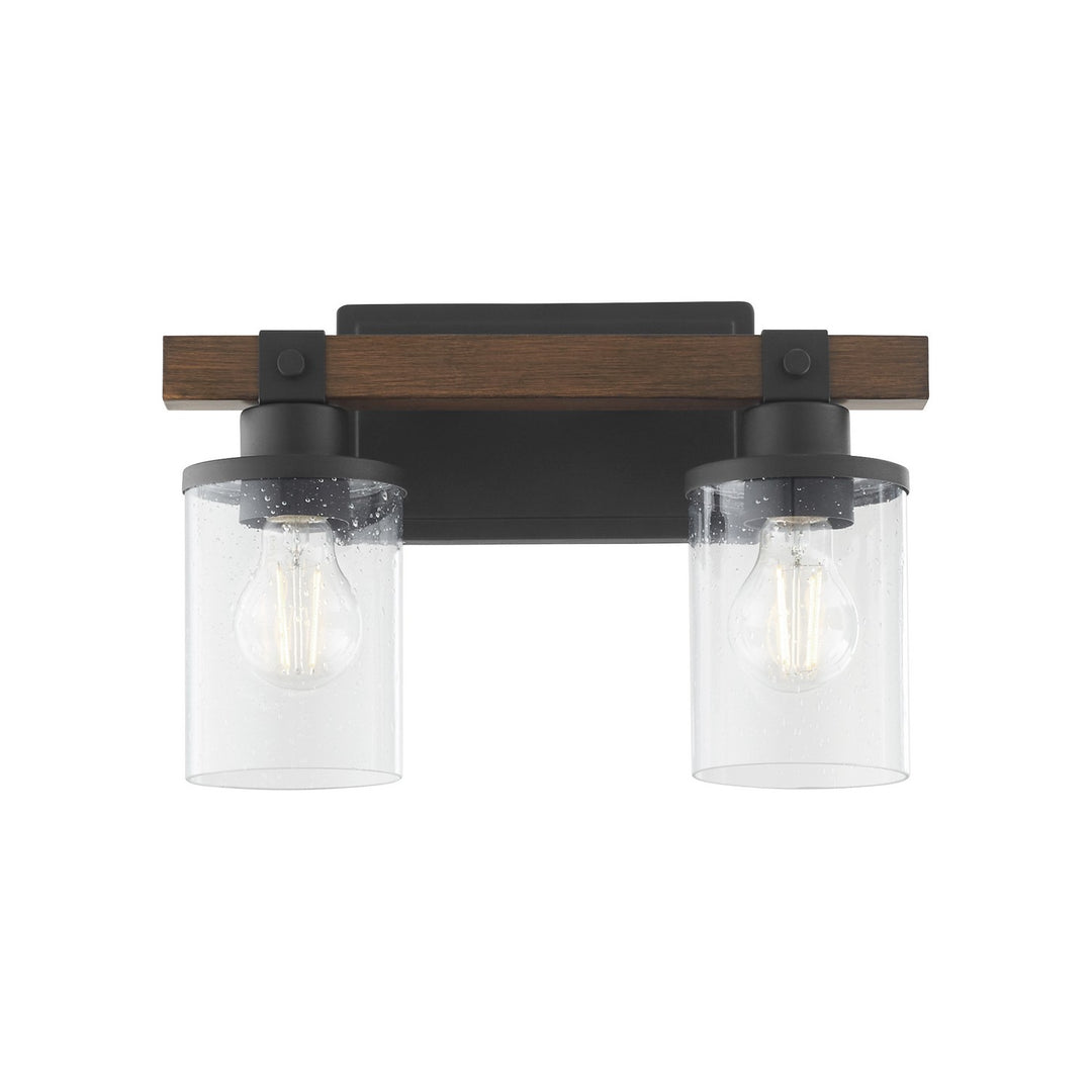 Quorum Walnut Accent Series 5089-2-69 Bath Vanity Light 14 in. wide - Textured Black Walnut