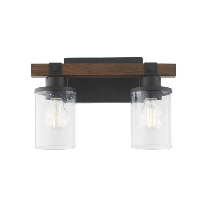 Quorum Walnut Accent Series 5089-2-69 Bath Vanity Light 14 in. wide - Textured Black Walnut