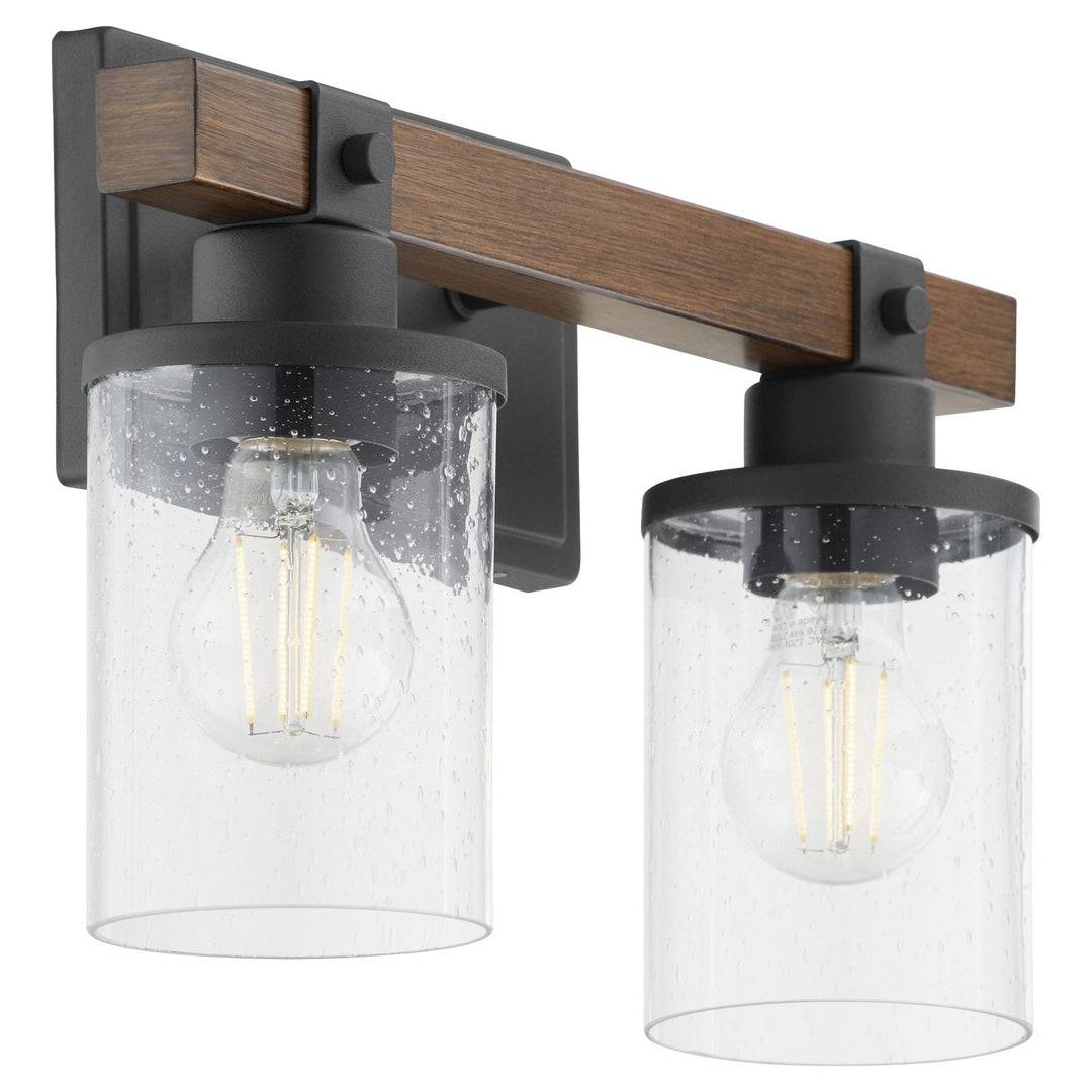 Quorum Walnut Accent Series 5089-2-69 Bath Vanity Light 14 in. wide - Textured Black Walnut