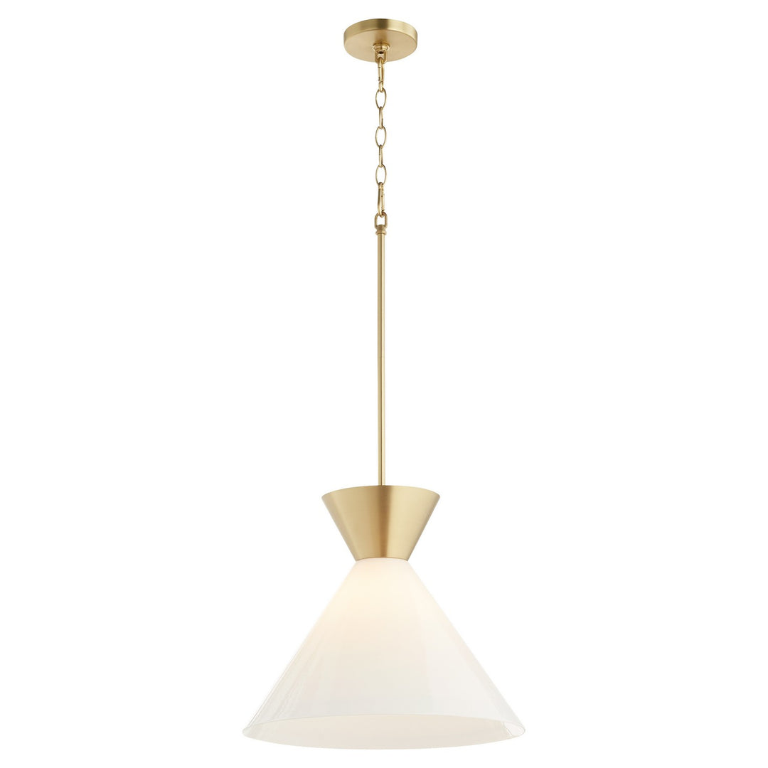 Quorum Beldar 8119-80 Pendant Light - Aged Brass w/ Gloss Opal