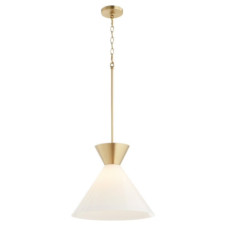 Quorum Beldar 8119-80 Pendant Light - Aged Brass w/ Gloss Opal