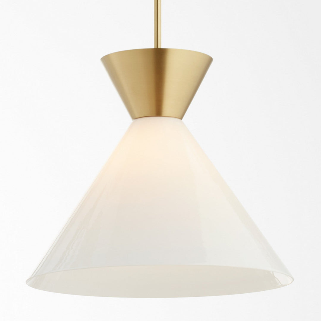 Quorum Beldar 8119-80 Pendant Light - Aged Brass w/ Gloss Opal