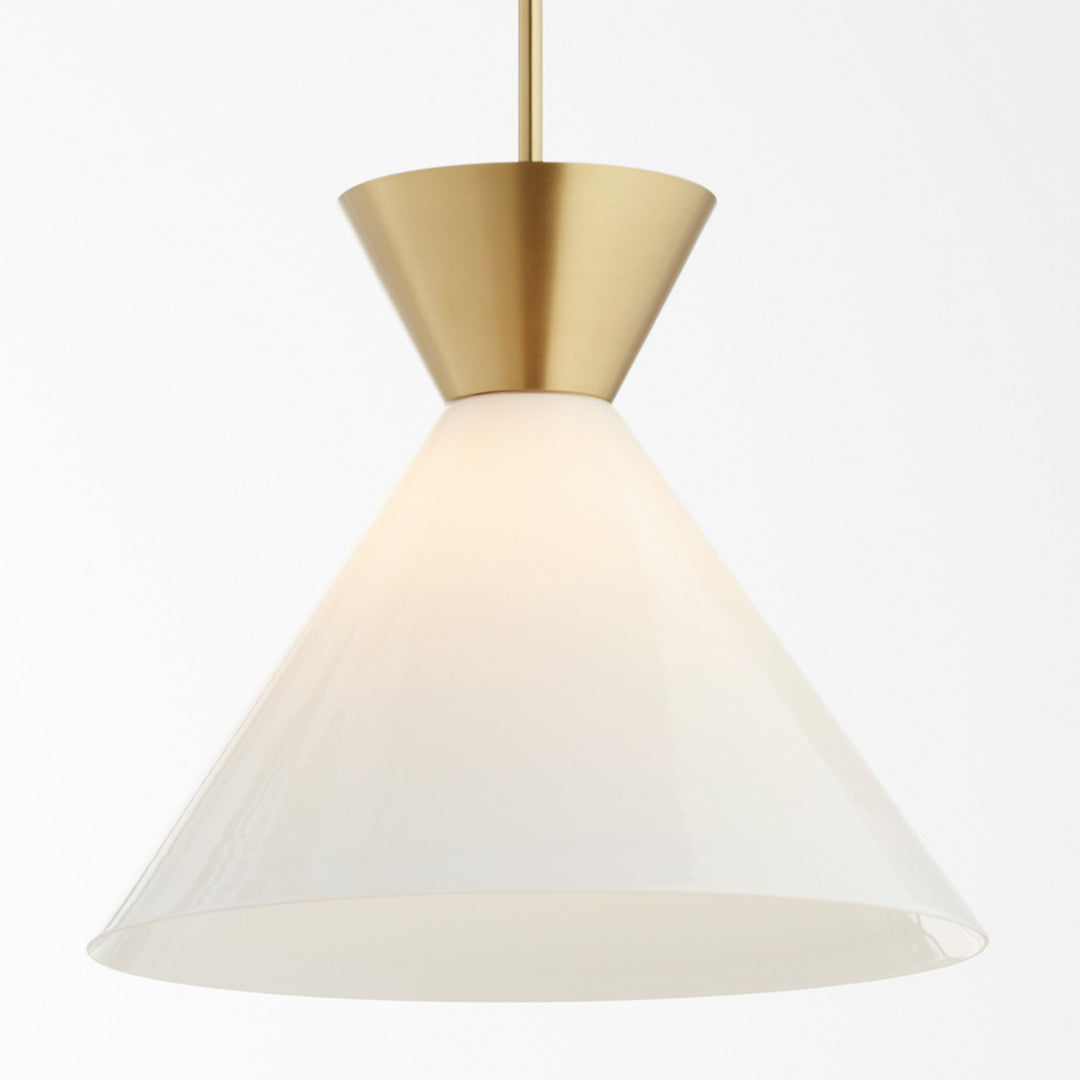 Quorum Beldar 8119-80 Pendant Light - Aged Brass w/ Gloss Opal