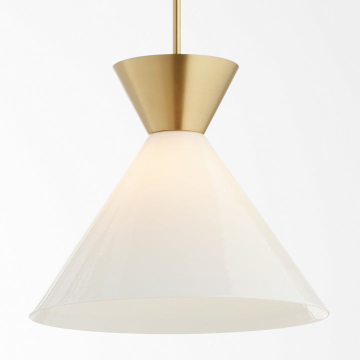 Quorum Beldar 8119-80 Pendant Light - Aged Brass w/ Gloss Opal