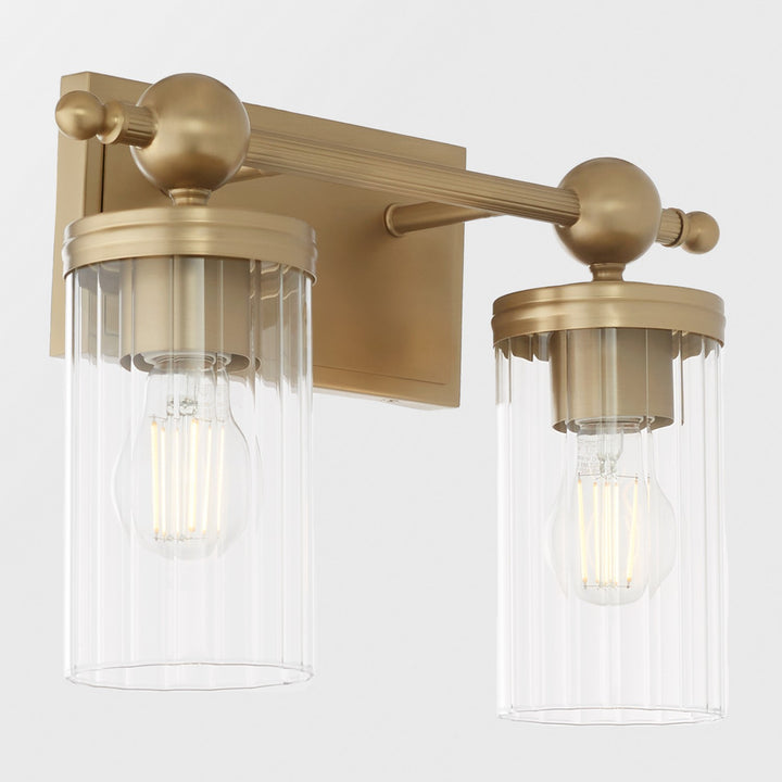 Quorum Lee Boulevard by Tamara Day 560-2-80 Bath Vanity Light 15 in. wide - Aged Brass