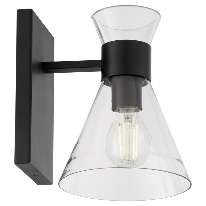 Quorum Beldar 5119-1-259 Wall Sconce Light - Matte Black w/ Clear Glass