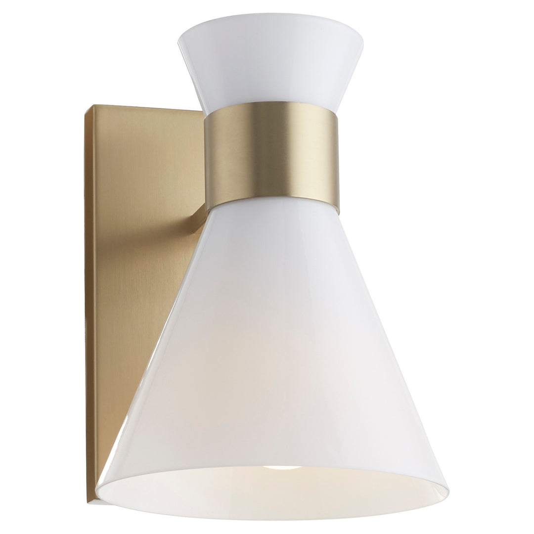 Quorum Beldar 5119-1-80 Wall Sconce Light - Aged Brass w/ Gloss Opal