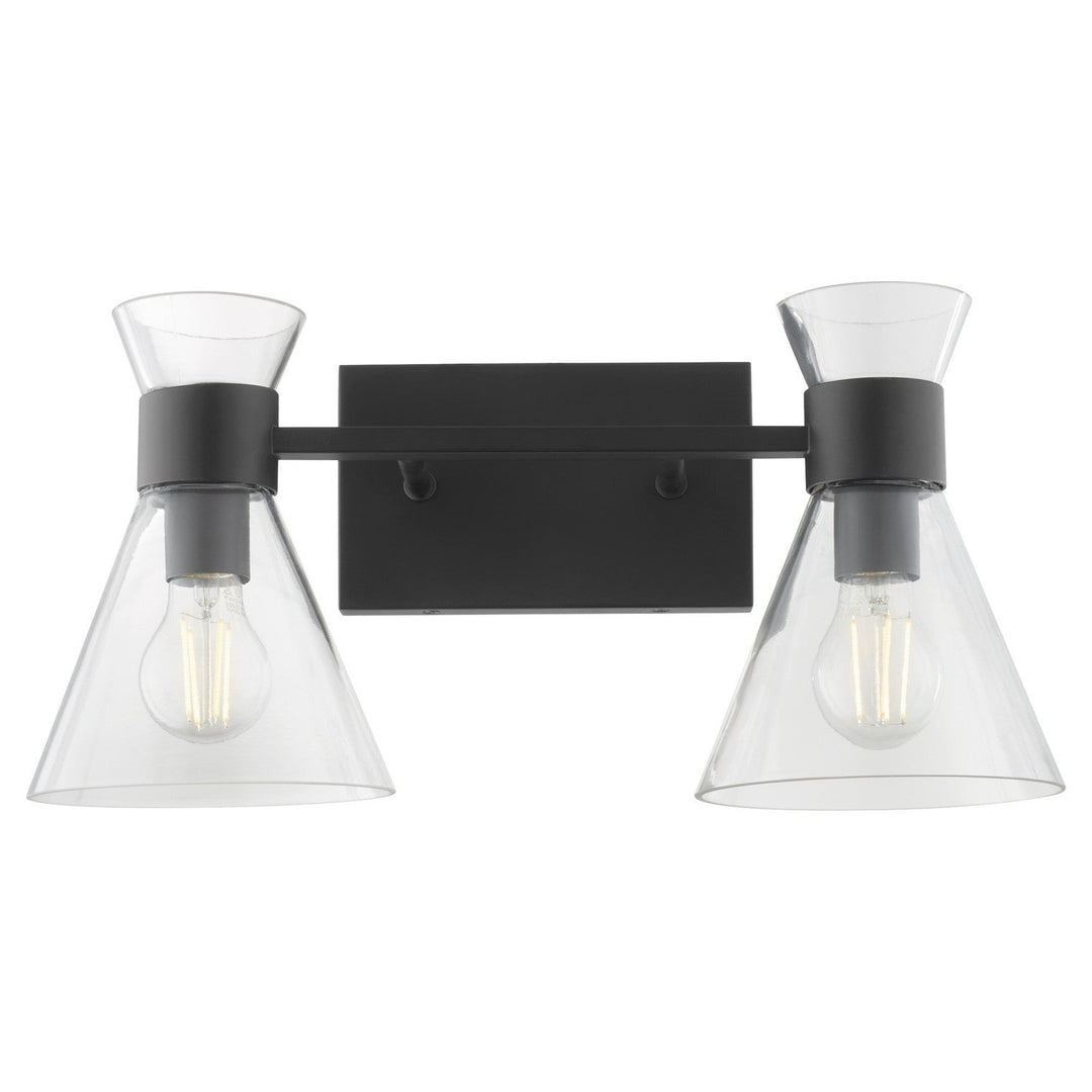 Quorum Beldar 5119-2-259 Bath Vanity Light 19 in. wide - Matte Black w/ Clear Glass