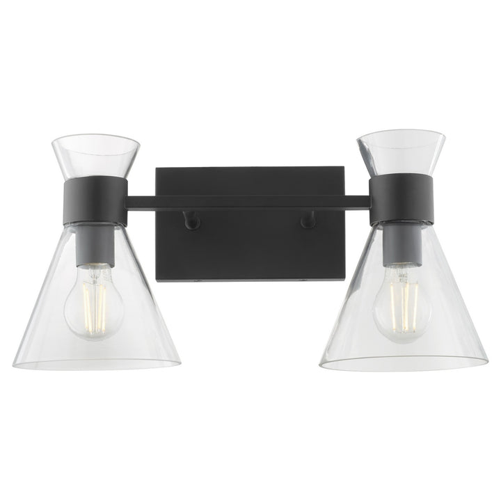Quorum Beldar 5119-2-259 Bath Vanity Light 19 in. wide - Matte Black w/ Clear Glass