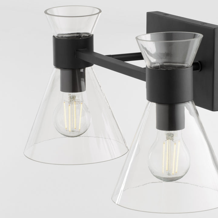 Quorum Beldar 5119-2-259 Bath Vanity Light 19 in. wide - Matte Black w/ Clear Glass