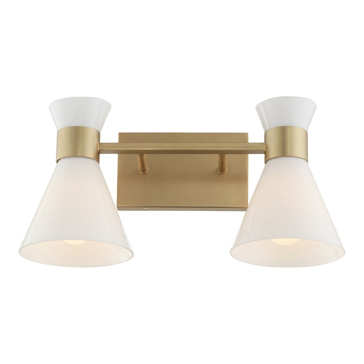 Quorum Beldar 5119-2-80 Bath Vanity Light 19 in. wide - Aged Brass w/ Gloss Opal