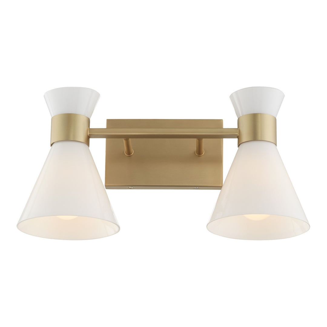 Quorum Beldar 5119-2-80 Bath Vanity Light 19 in. wide - Aged Brass w/ Gloss Opal