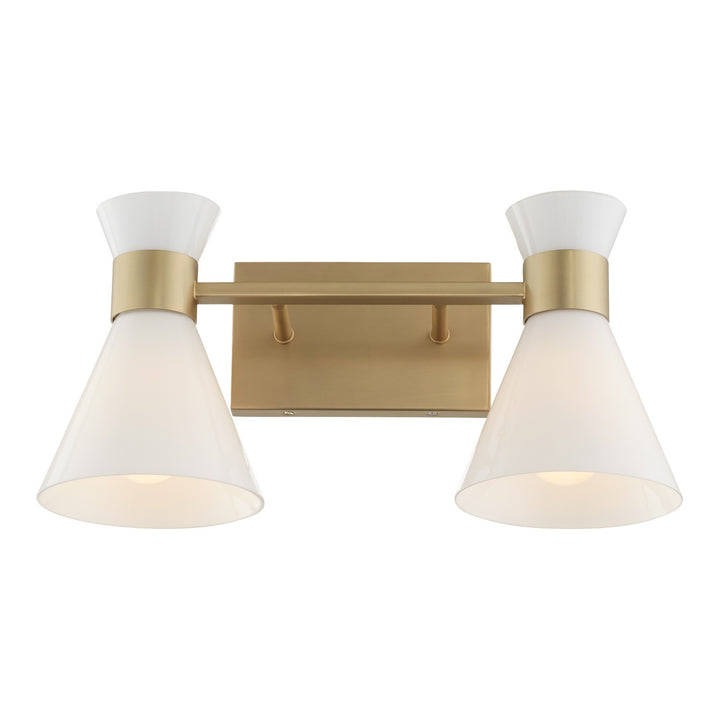 Quorum Beldar 5119-2-80 Bath Vanity Light 19 in. wide - Aged Brass w/ Gloss Opal
